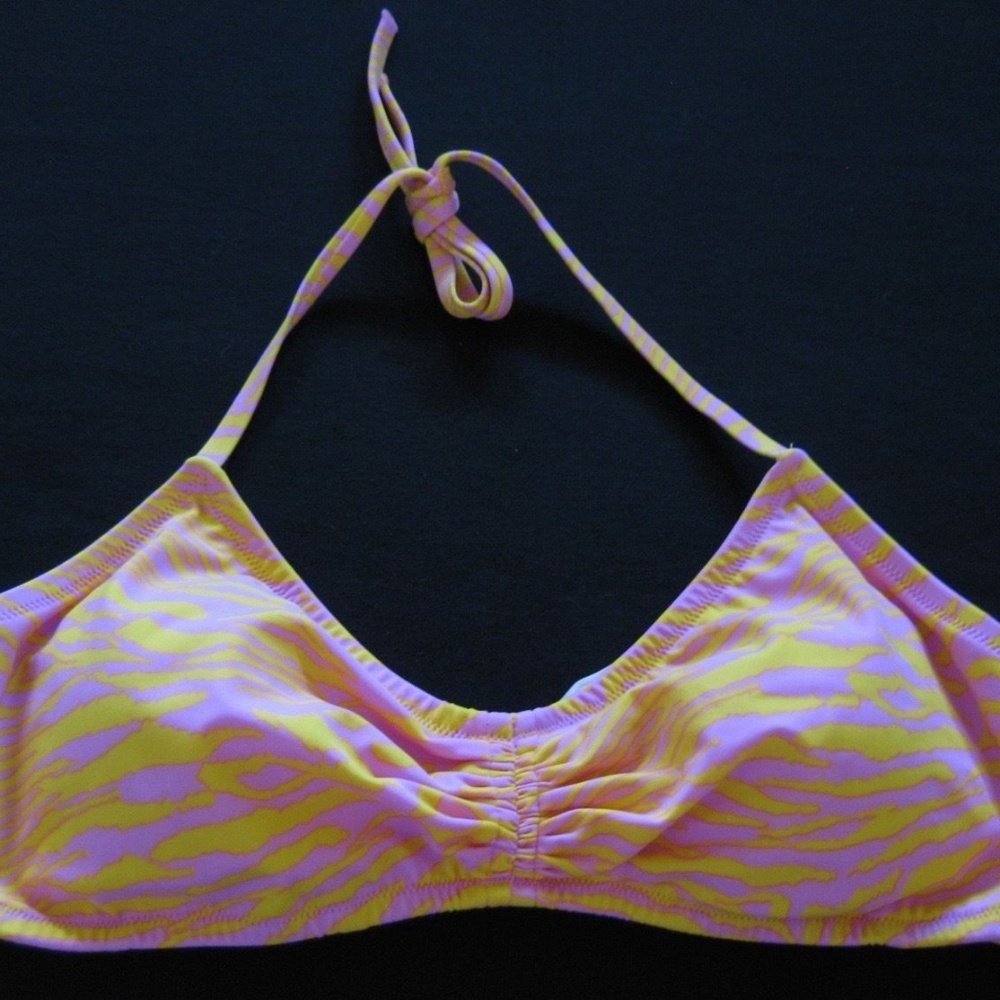 VS Bralette Halter Top Bikini Swim Zebra Print NWT